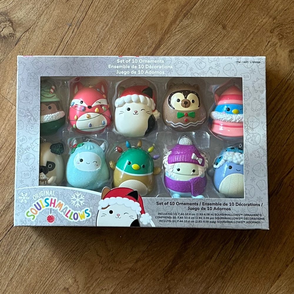 Squishmallows Festive Mini Plush Set - Blue, Pink, Purple ornaments